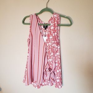 Bobeau Multi Print Tie Blouse Large